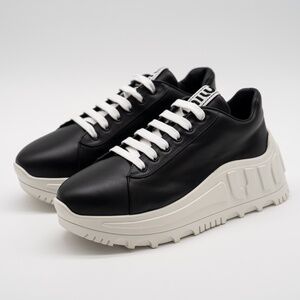 size 40eu 10 US Miu Miu Logo Platform Sneakers Black White